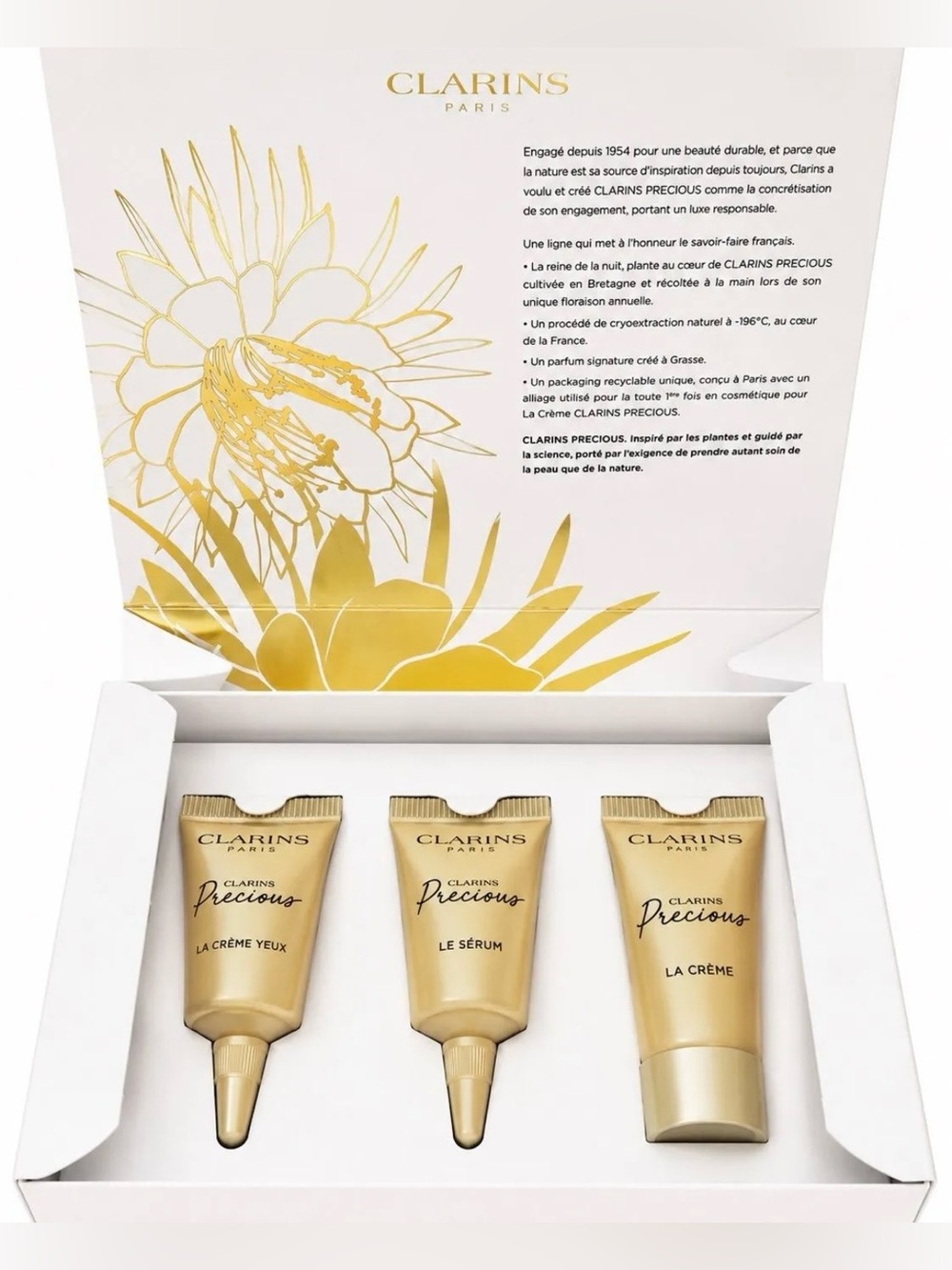 Clarins Precious La Creme, Le Serum, Eye 3 Piece  Sample/Travel Set, Sealed, NIB